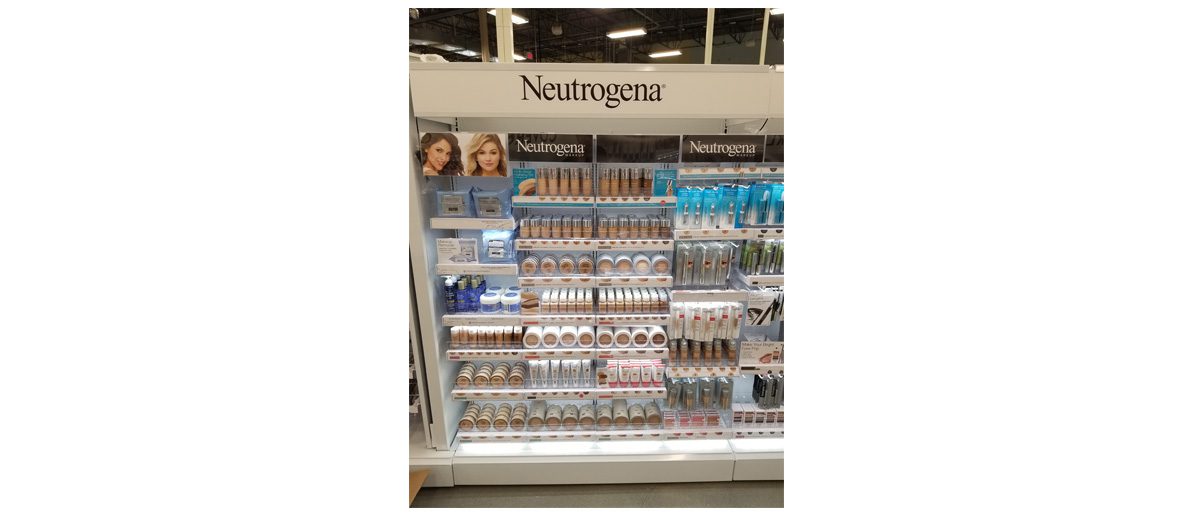 Neutrogena Cosmetics Rack at a Store One